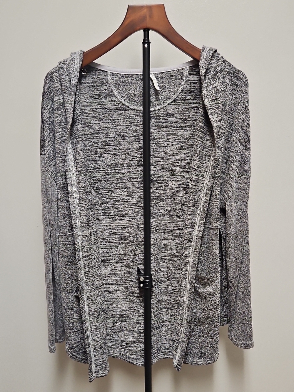 Mudd Heather Gray Hooded Open Cardigan